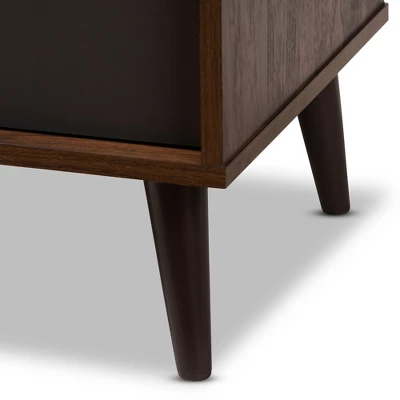 Samuel Finished TV Stand For TVs Up To 55" Walnut Brown/Dark Gray - Baxton Studio 3 Samuel Finished TV Stand For TVs Up To 55" Walnut Brown/Dark Gray - Baxton Studio