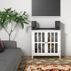 Tangkula Storage Sideboard Glass Door Accent And Display Cabinet White/Brown -Lush Living Store GUEST 57ff8dd7 8875 4fd9 8948 844b7844c024