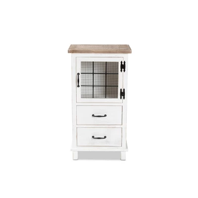 Faron Finished Wood 2 Drawer Storage Cabinet White/Oak Brown - Baxton Studio 4 Faron Finished Wood 2 Drawer Storage Cabinet White/Oak Brown - Baxton Studio - Image 2