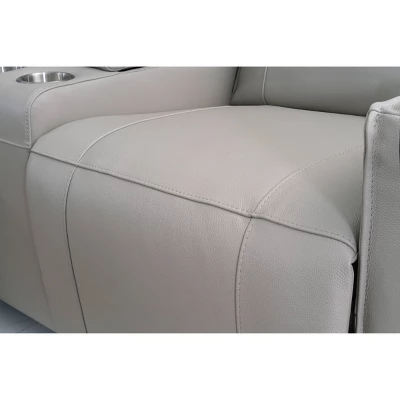 Layton Leather Power Console Reclining Loveseat With Power Headrest Light Gray - Abbyson Living 5 Layton Leather Power Console Reclining Loveseat With Power Headrest Light Gray - Abbyson Living - Image 3