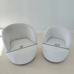 Set Of 2 Fannie 25.60'' Wide Small Size Boucle Upholstered 360° Swivel Barrel Chair-The Pop Maison -Lush Living Store GUEST 591f9ca8 7036 49d0 8df2 b1ff2658be1c