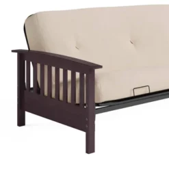 Full Size Holly Espresso Wood Arm Futon Frame With 6" Microfiber Mattress Tan - Room & Joy -Lush Living Store GUEST 59945e8b d1fc 4063 afb2 818c8b32505f