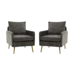 Set Of 2 Giovann Wooden Upholstered Accent Chair Comfy Armchair | Karat Home -Lush Living Store GUEST 59996dbd 4e31 41f1 b8a2 f8dcbfe2db45