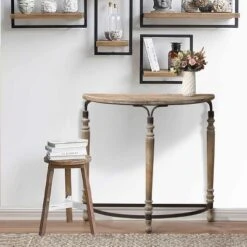 LuxenHome Rustic Wood And Metal Half Moon Console And Entry Table 11 LuxenHome Rustic Wood And Metal Half Moon Console And Entry Table -Lush Living Store GUEST 599a763e bab6 4580 97c8 4544e568cd00