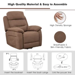 Costway Power Lift Recliner Chair Sofa For Elderly W/ Side Pocket & Remote Control GreyBrown -Lush Living Store GUEST 59a97d16 2ec6 44fa bb38 2c3c05c94c25