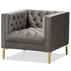 Zanetta Luxe And Glamour Velvet Upholstered Gold Finished Lounge Chair - Baxton Studio -Lush Living Store GUEST 59b4c1a3 e154 43d4 b554 cf8d537eab46