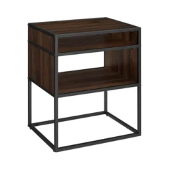 Modern Wood And Metal Side Table With Open Storage - Saracina Home -Lush Living Store GUEST 59b6bfa8 aa62 4459 a7e5 2a7a7d215dbf