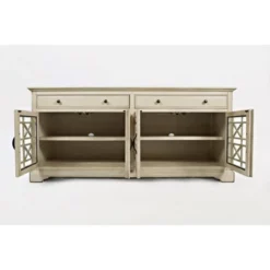 Acacia Wood Sideboard Buffet TV Stand For TVs Up To 70" Cream - Benzara