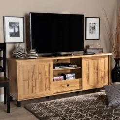 Unna Wood 2 Door TV Stand For TVs Up To 65" Oak Brown/Black - Baxton Studio -Lush Living Store GUEST 5a2c144b 7a7d 4b8e 8400 d7bc1ac44315