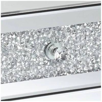 Studio 55D Modern Mirrored Rectangular Accent Side End Table 20" X 14" With 3-Drawer Silver Glass Crystal Living Room Home House 5 Studio 55D Modern Mirrored Rectangular Accent Side End Table 20" X 14" With 3-Drawer Silver Glass Crystal Living Room Home House - Image 3