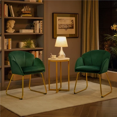 Yaheetech Velvet Armchair Accent Chair With Metal Legs For Living Room/Bedroom 4 Yaheetech Velvet Armchair Accent Chair With Metal Legs For Living Room/Bedroom - Image 2