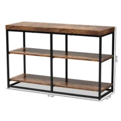 Bardot Wood And Metal 3 Tier Console Table Walnut Brown/Black - Baxton Studio -Lush Living Store GUEST 5a6e98a2 6ef8 450a af63 5fdb6ed4468e