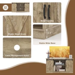 Costway 59'' Farmhouse TV Stand Sliding Barn Door Cabinet W/ Adjustable Shelf -Lush Living Store GUEST 5a9359f3 3ba4 4577 9faa aefc280e6800