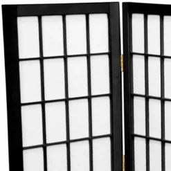 2 Ft. Tall Desktop Window Pane Shoji Screen - Black (6 Panels) - Oriental Furniture
