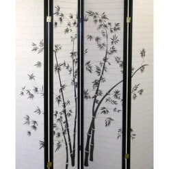 4 Panel Room Divider Bamboo - Ore International