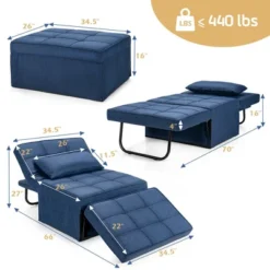 Costway 4 In 1 Multi-Function Sofa Bed Convertible Sleeper Folding Ottoman