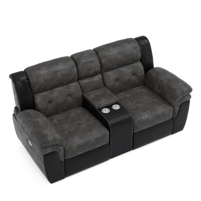 Melio Loveseat With 2 Powered Recliners Gray/Black - HOMES: Inside + Out 5 Melio Loveseat With 2 Powered Recliners Gray/Black - HOMES: Inside + Out - Image 3