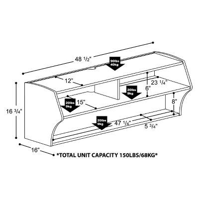 Altus Wall Mounted TV Stand For TVs Up To 50" - Prepac 6 Altus Wall Mounted TV Stand For TVs Up To 50" - Prepac - Image 4