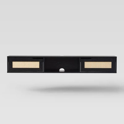 Modern Boho Floating TV Stand For TVs Up To 65" With Rattan Doors - Saracina Home 15 Modern Boho Floating TV Stand For TVs Up To 65" With Rattan Doors - Saracina Home - Image 13