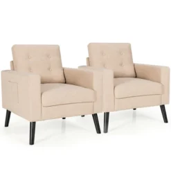 Costway Set Of 2 Upholstered Accent Chair Single Sofa Armchair W/ Wooden Legs -Lush Living Store GUEST 5c601924 dda2 48b9 a6f0 d0fe3960e679