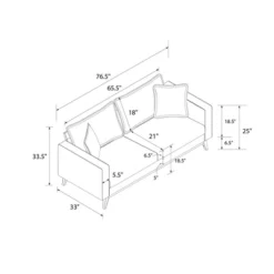 Maryan Pillowback Wood Stretcher Sofa Gray Linen - Room & Joy -Lush Living Store GUEST 5c828eec 5214 445f 81b7 f8b507332f9e