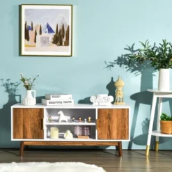 Costway TV Stand Entertainment Media Console W/2 Storage Cabinets & Open Shelves -Lush Living Store GUEST 5cb93f5c c026 49fb a91e c6bab24a179c