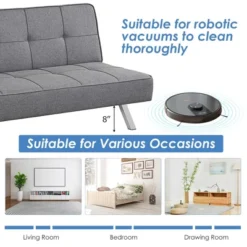 Costway Convertible Futon Sofa Bed Adjustable Sleeper With Stainless Steel Legs -Lush Living Store GUEST 5ccdc87b 13ac 47e8 9f88 57737bf5d32d