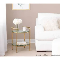 Rhonda Side Table Gold/Clear Glass - LumiSource -Lush Living Store GUEST 5ce5178a 5cac 48e0 a1d0 015085c38d3d