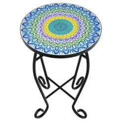 Costway Mosaic Side Table Accent Table Round Balcony Bistro End Table OrangeBlueNavy -Lush Living Store GUEST 5ce9be21 40c1 4cc5 96aa 61f137db0539
