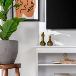 Modern Contemporary Simple Wood Storage Console TV Stand For TVs Up To 65" - Saracina Home -Lush Living Store GUEST 5d33ce91 88d1 4797 bd70 3bbe4e080c85