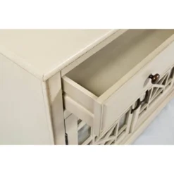 Acacia Wood Sideboard Buffet TV Stand For TVs Up To 70" Cream - Benzara -Lush Living Store GUEST 5de0af82 4163 4d0d 815c 2e7c4c177b3a