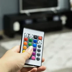 HOMCOM High Gloss TV Stand Cabinet With Remote Controlled LED Lights, Media TV Console Table With Storage Compartment For TVs Up To 65", Black -Lush Living Store GUEST 5df4335a 8502 46c9 aaab 875ad0f55420