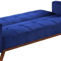 76" Tanitha Sofa Blue Velvet/Natural Finish - Acme Furniture -Lush Living Store GUEST 5dfd7632 e9bd 489e 9edf 2eb3dec0f8e7