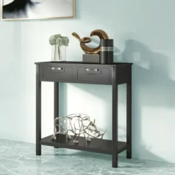 Costway Accent Console Table Entryway Sofa Foyer Table Storage Shelf W/2 Drawers -Lush Living Store GUEST 5e2f2fff c121 4d19 9566 8c8af8173889