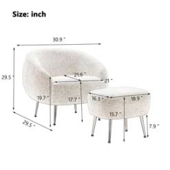 Modern Accent Chair, Teddy Short Plush Particle Velvet Armchair With Ottoman-ModernLuxe -Lush Living Store GUEST 5e613b78 aa7e 4434 9497 3199f51cbe9d