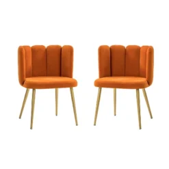 Set Of 2 Barbara Contemparary Velvet Vanity Stool For Makeup Room, Moden Accent Side Chairs For Living Room With Shell Back And Golden Metal Legs| ARTFUL LIVING DESIGN -Lush Living Store GUEST 5ed03f56 30f6 4333 b5ee cae4db3d4826