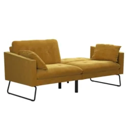 Neely Futon With Bolster Pillows Mustard Velvet - Mr. Kate -Lush Living Store GUEST 5eff34e0 3f83 44ff ab94 ff163e51af59