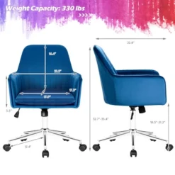 Costway Velvet Accent Office Armchair Adjustable Swivel Removable Cushion PinkBlueGrey -Lush Living Store GUEST 5f48e8b5 1d43 41a7 9172 9c368e9e8837