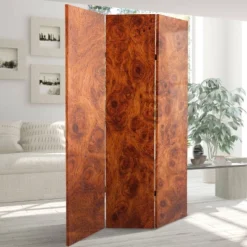6" Double Sided Burl Wood Pattern Canvas Room Divider Brown - Oriental Furniture -Lush Living Store GUEST 5f58f11a 45f0 49c7 a096 780704b8f7fa