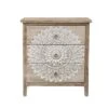 LuxenHome 3-Drawer 28.2" H X 25.2" W Natural Wood White Floral Accent Chest. -Lush Living Store GUEST 602771cf f0bd 4f88 aeaa bf2eebd808a8