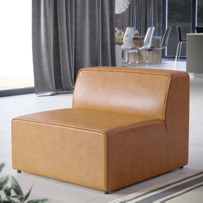 Mingle Vegan Leather Armless Chair - Modway 8 Mingle Vegan Leather Armless Chair - Modway - Image 6
