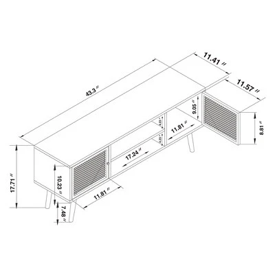 Yuna Natural Wood And Metal 2 Door TV Stand For TVs Up To 40" Brown/Black - Baxton Studio 11 Yuna Natural Wood And Metal 2 Door TV Stand For TVs Up To 40" Brown/Black - Baxton Studio - Image 9
