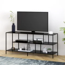 Three-Shelf TV Stand In Black - Henn&Hart -Lush Living Store GUEST 60b07393 ea0f 42f7 9e11 b988137cdaaa