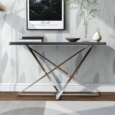 Drubeck Mirrored Rectangle Sofa Table Chrome - HOMES: Inside + Out 4 Drubeck Mirrored Rectangle Sofa Table Chrome - HOMES: Inside + Out - Image 2