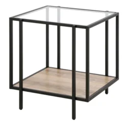 Black Bronze Side Table With Limed Oak Shelf - Henn&Hart -Lush Living Store GUEST 60f242c0 4926 4b45 b857 9051971f1999