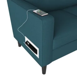Philbin Square Arm Sofa With USB & Power Ports Linen Peacock Blue - Handy Living -Lush Living Store GUEST 60feef9f 812c 45be 84ae b2cd1f932657