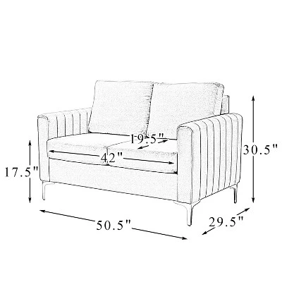 Cephisus 52.4" Contemporary Loveseat For Living Room And Bedroom Comfy Velvet 2-Seater Sofa With Metal Legs | KARAT HOME 11 Cephisus 52.4" Contemporary Loveseat For Living Room And Bedroom Comfy Velvet 2-Seater Sofa With Metal Legs | KARAT HOME - Image 9