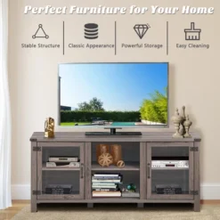 Costway TV Stand Entertainment Center For TV's Up To 65'' W/ Storage Cabinets Deep Taupe -Lush Living Store GUEST 6129ee58 a9a3 4cec 8501 75be14c6230e