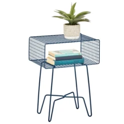 MDesign Modern Farmhouse Home Decor End Table, Wire Grid Storage Shelf -Lush Living Store GUEST 6149e0ee 7d0a 45ef 9974 253cf5e53ba3