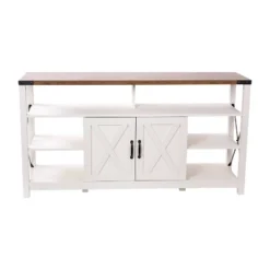 60" Brayden Modern Farmhouse TV Stand For TVs Up To 64" With Storage Cabinets White/Rustic Oak - Taylor & Logan -Lush Living Store GUEST 6184b9d7 70bc 4569 89f4 06e668b39c6a